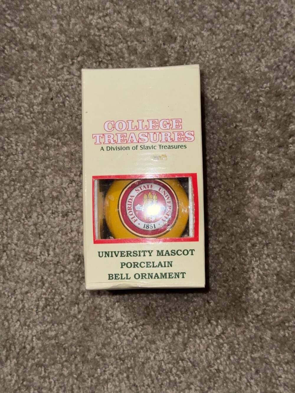 College Treasures Florida State Seminoles Porcelain Bell Ornament 2002